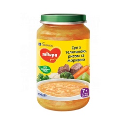 MILUPA суп телятина,рис,морква 200г