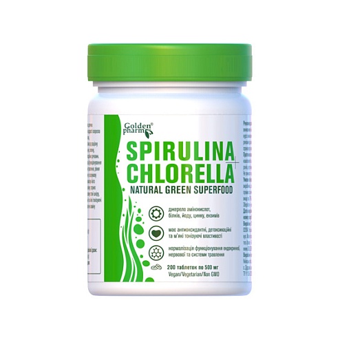 СПІРУЛІНА+ХЛОРЕЛЛА таб. 500мг 200