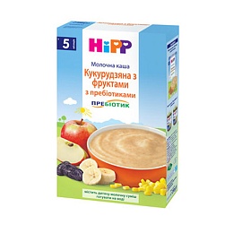 HIPP каша молочна КУКУРУДЗЯНА з фруктами і пробіотиками 250г 5+