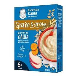 GERBER каша молочна вівсяно-пшенична яблуко, морква 240г 6+