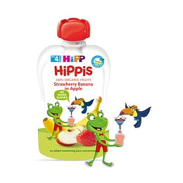 HIPP пюре ЯБЛУКО-ПОЛУНИЦЯ-БАНАН 100г пакет