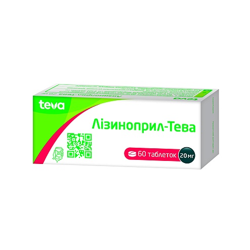 ЛІЗИНОПРИЛ-ТЕВА таб. 20мг 60 (10х6)