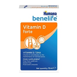 HUMANA Benelife D3 400 МО+DHA краплі 15мл 0+
