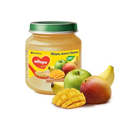 MILUPA пюре яблуко-банан-манго 125г