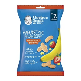 GERBER снеки кукурудзяні з полуницею та бананом 28г 7+