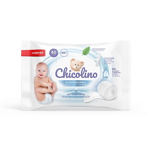 ТУАЛЕТНИЙ ПАПІР вологий CHICOLINO 40 дитячий