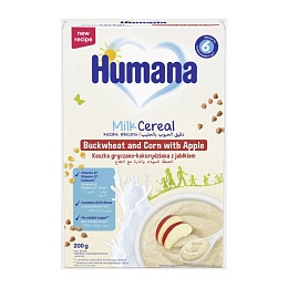 HUMANA каша молочна ГРЕЧАНО-КУКУРУДЗЯНА з яблуком 200г 6+