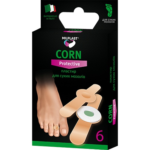 ЛЕЙКОПЛАСТИР MILPLAST PROTECTIVE мозольний для сухих мозолів 7х2см 6