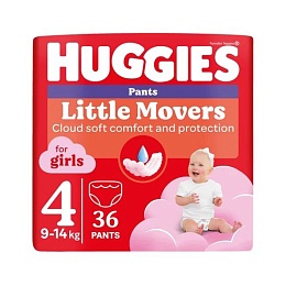 ПІДГУЗНИКИ-ТРУСИКИ HUGGIES 9-14кг д/дівчат 36
