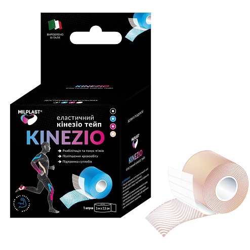 ЛЕЙКОПЛАСТИР MILPLAST Кінезіо тейп 5смх5м бежевий