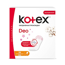 ПРОКЛАДКИ КОТЕКС щоденні normal Plus Deo 56