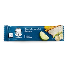 GERBER батончик фруктово-злаковий 25г банан-яблуко