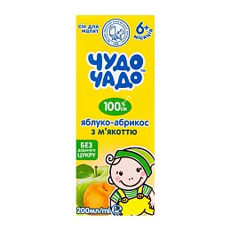 ЧУДО-ЧАДО сік яблуко-абрикос з мякоттю б/цукру  200мл 6+