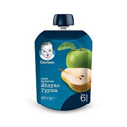 GERBER пюре яблуко та груша 90г пауч