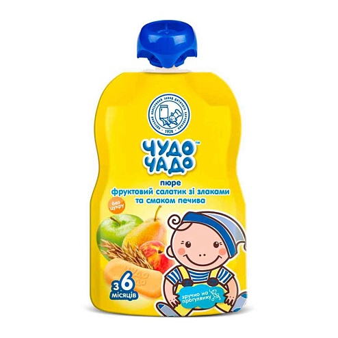 ЧУДО-ЧАДО пюре груша-яблуко-персик-злаки-печиво б/цукру 90г