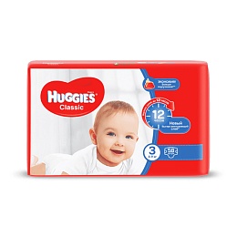 ПІДГУЗНИКИ HUGGIES CLASSIC - 3  4-9кг 58