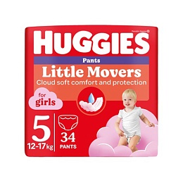 ПІДГУЗНИКИ-ТРУСИКИ HUGGIES 12-17кг д/дівчат 34