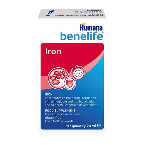 HUMANA Benelife Бісгліцинат заліза краплі 20мл 0+