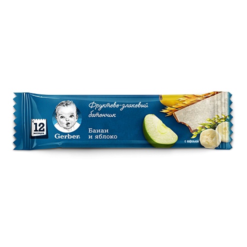 GERBER батончик фруктово-злаковий 25г банан-яблуко